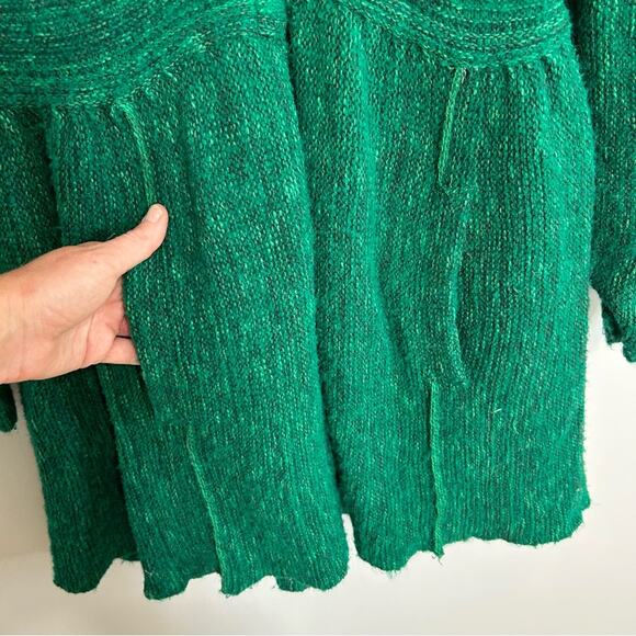 Free People Loch Raven Kelly Green Sweater Wool Jacket Women’s Size Medium - Picture 4 of 7